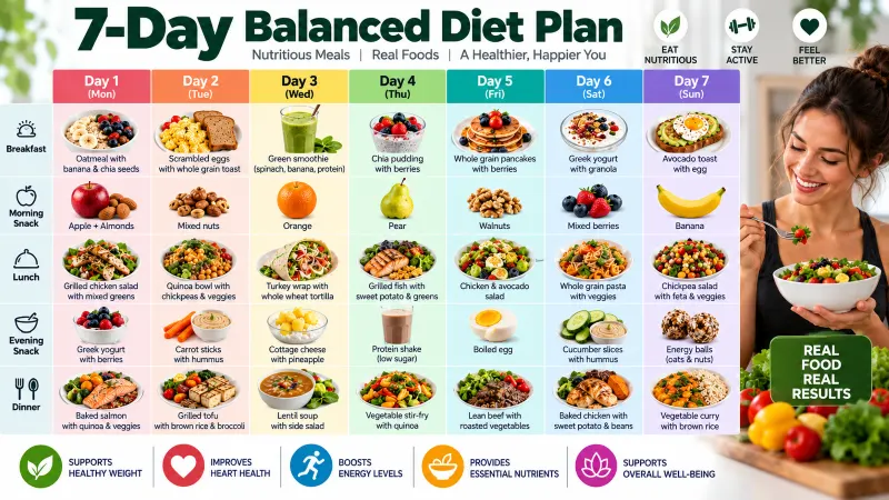 Balanced Diet Plan for Healthy Weight Loss: A Beginner’s Guide 10 Common 7 Day Balanced Diet Plan